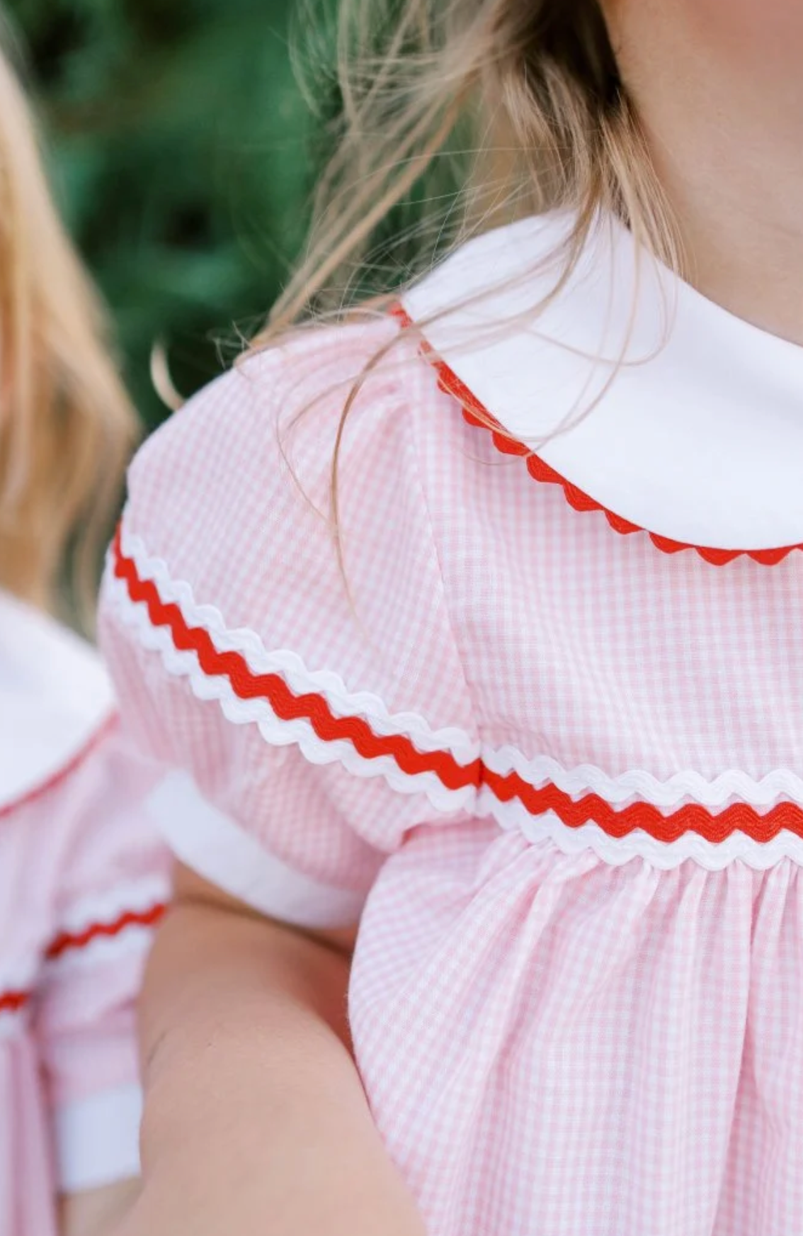 Kendall Dress- Classic Pink Minigingham Ric Rack