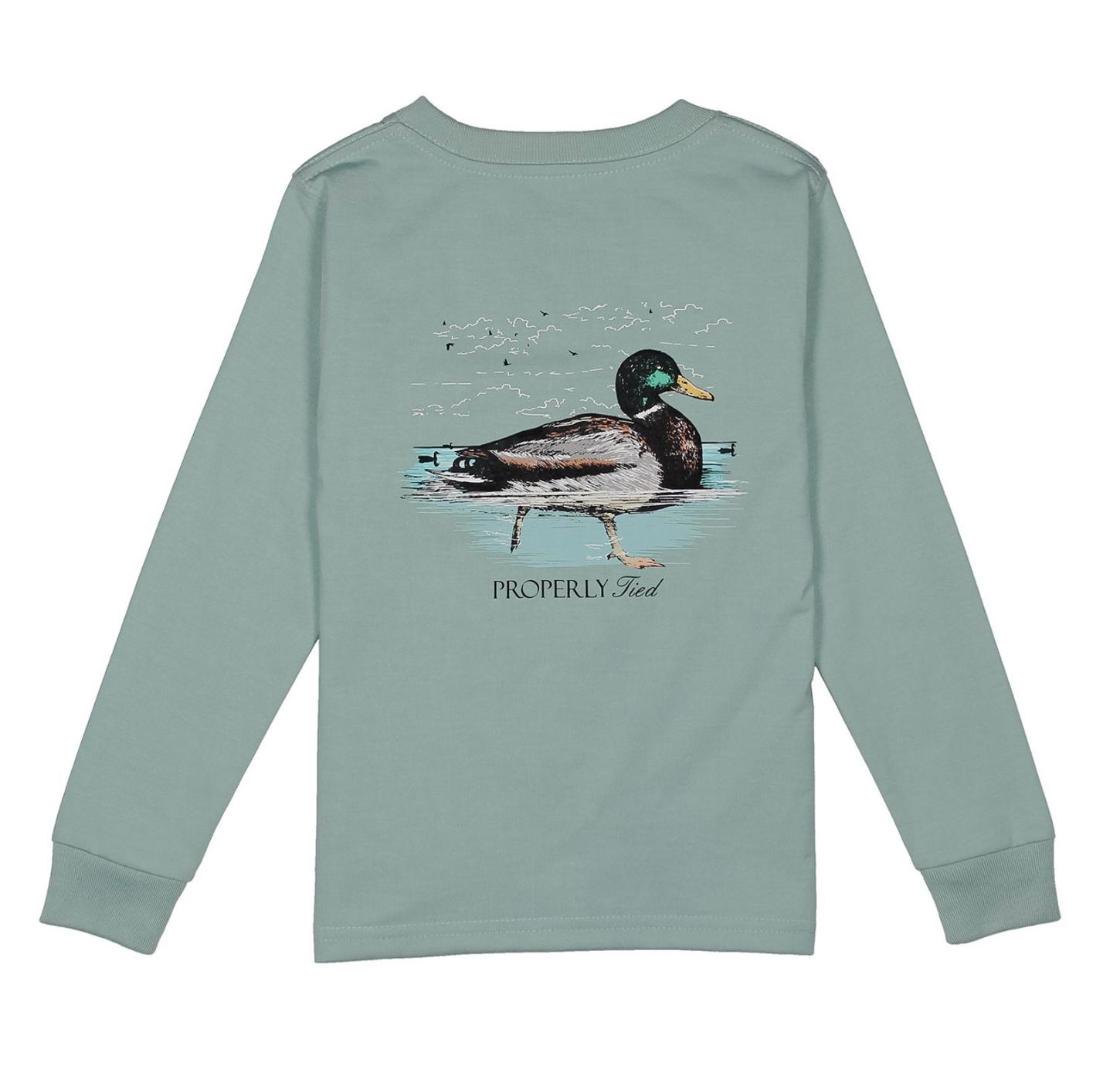 Swimming Mallards Tshirt LS- Marine Mist