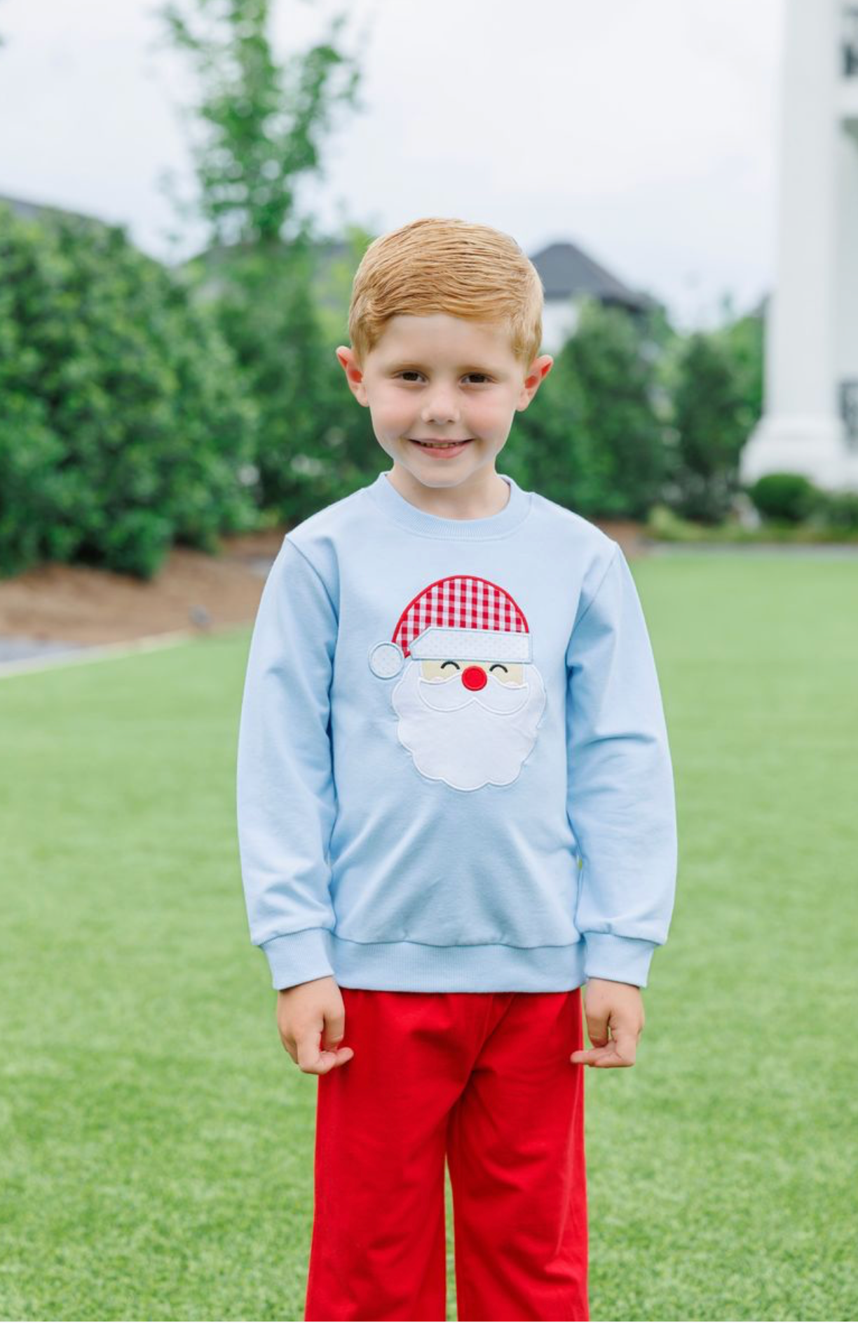 French Terry Pullover- Santa (Light Blue)