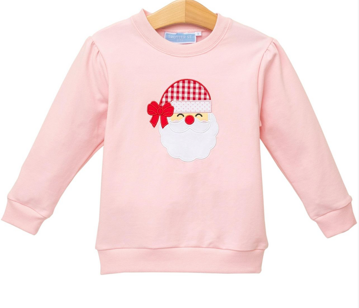 French Terry Pullover- Santa (Light Pink)