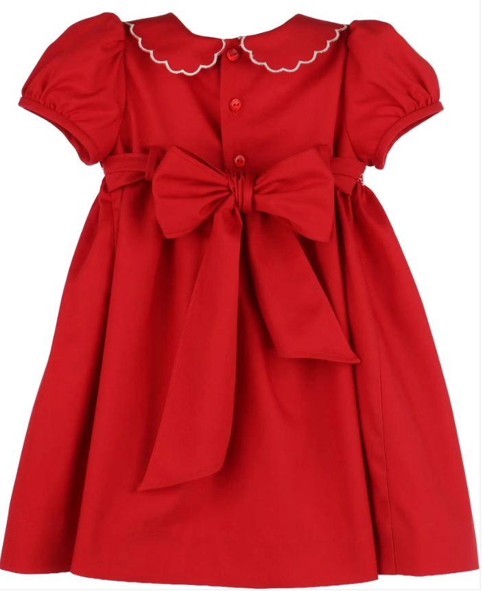 Red Classic Smocked Dress