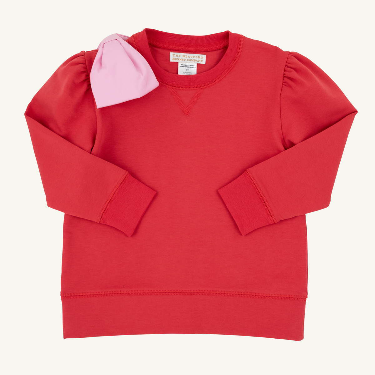 Cassidy Crewneck Puff Sleeve- Richmond Red