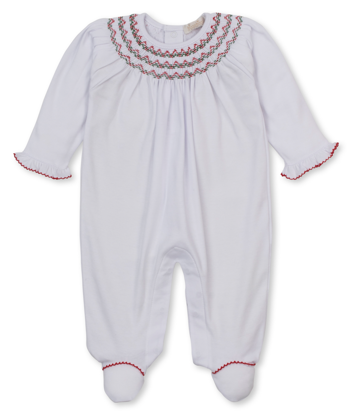 Smocked White/ red Footie