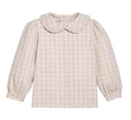 Ruffled Peter Pan Blouse- Durham Windowpane