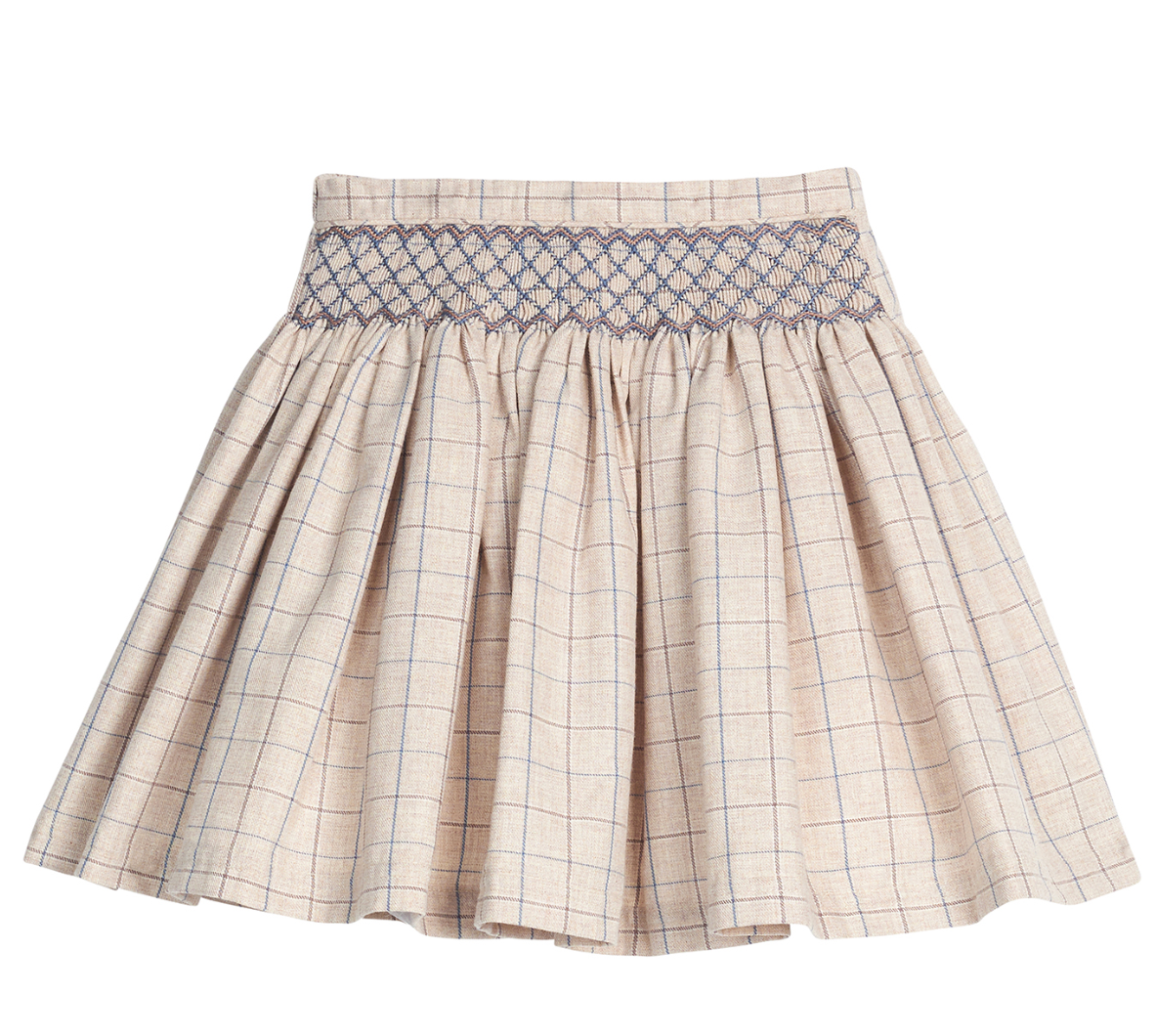 Smocked Molly Skirt- Durham Windowpane