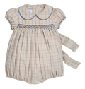 Smocked Natalie Bubble- Durham Windowpane