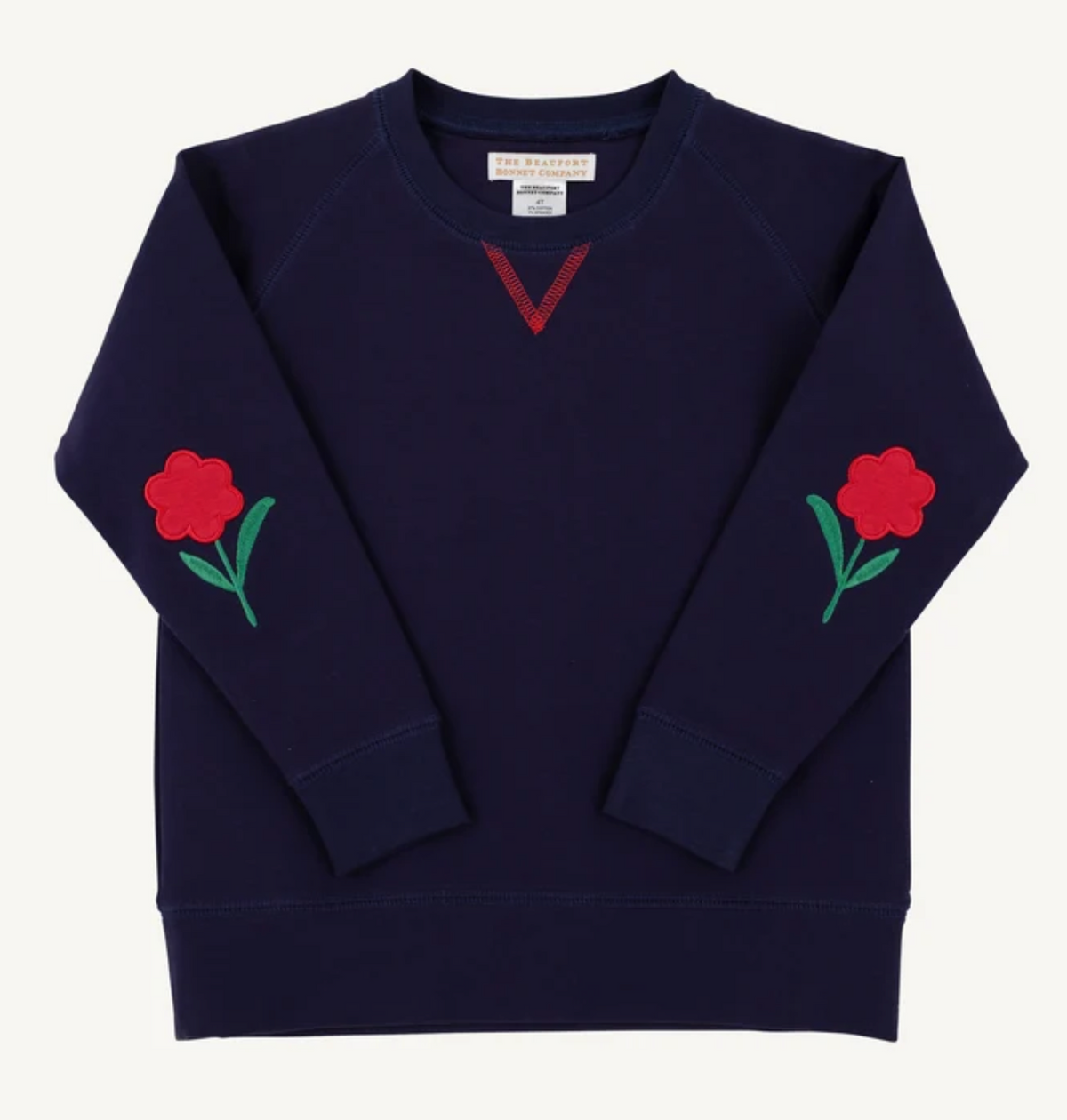 Cassidy Comfy Crewneck- Nantucket Navy with Flowers