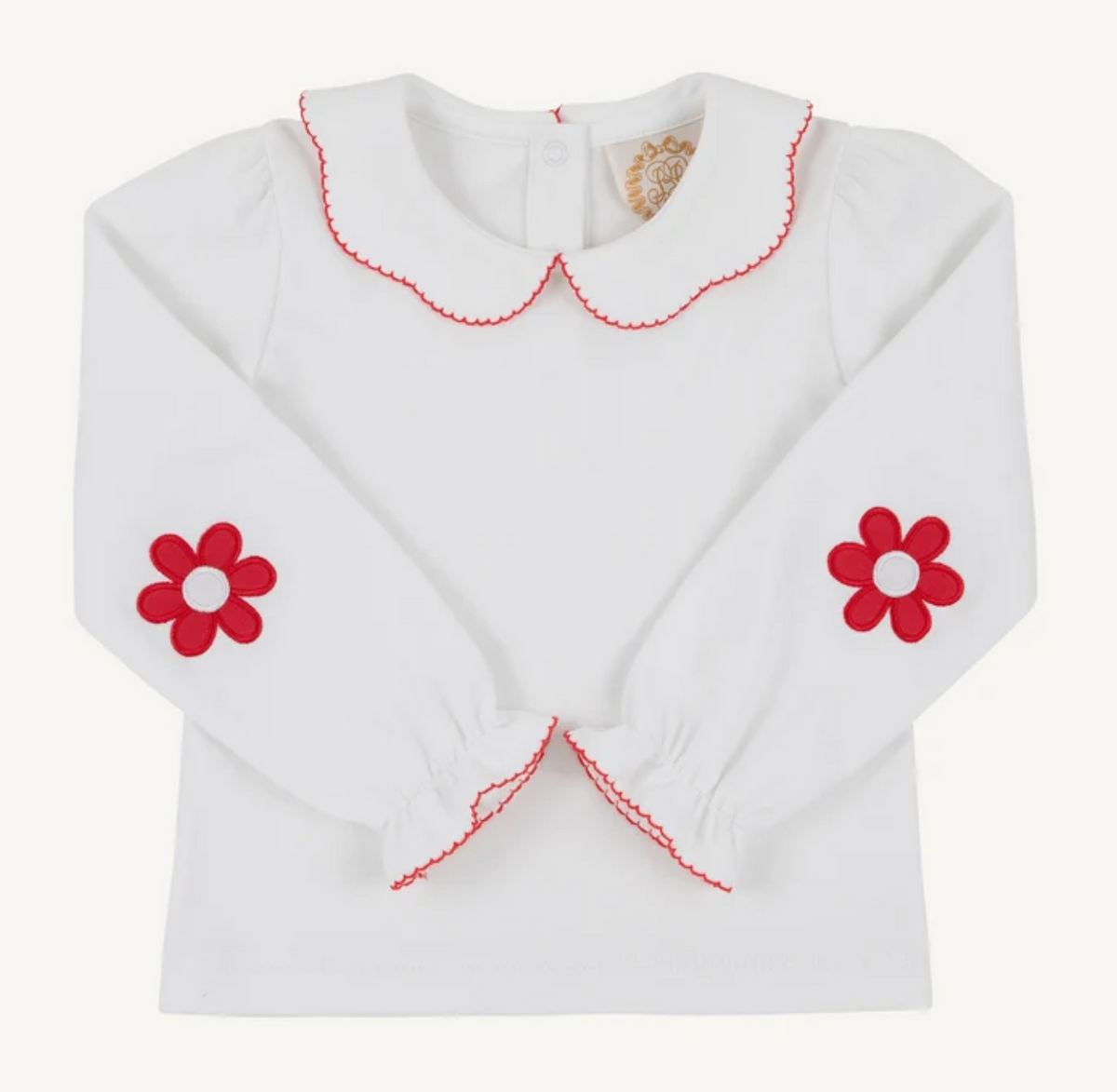 Emma's Elbow Patch Top- Richmond Red Flowers