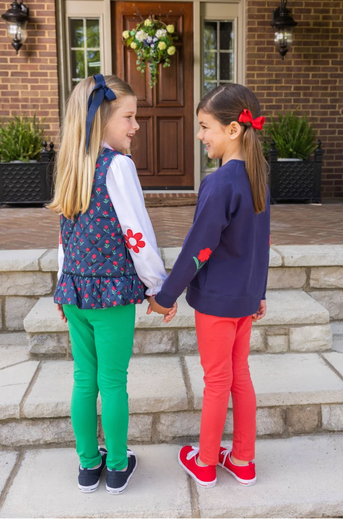 Emma's Elbow Patch Top- Richmond Red Flowers
