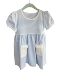 Short Sleeve Blue and White Popover Dress