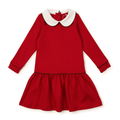 LILLIAN GIRLS' DRESS - RED WITH GREEN PIPING